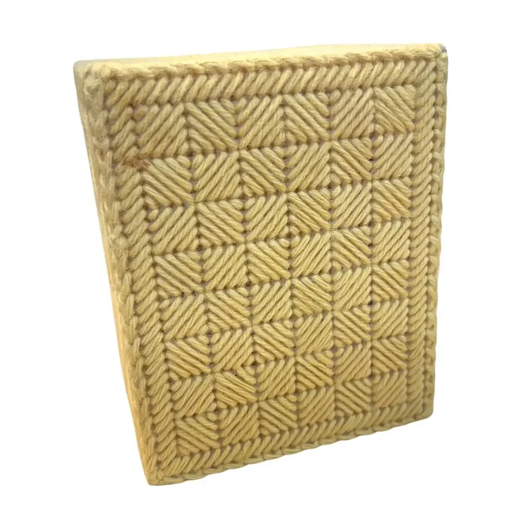 Vintage Handmade Yarn Wrapped Owl Tissue Box Cover Plastic Canvas